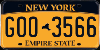 NY license plate GOO3566