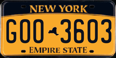 NY license plate GOO3603