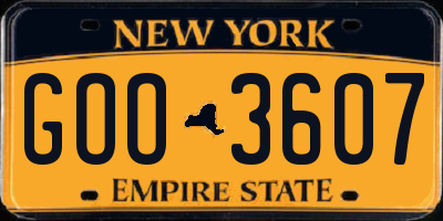 NY license plate GOO3607