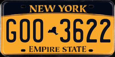 NY license plate GOO3622