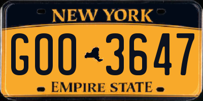 NY license plate GOO3647