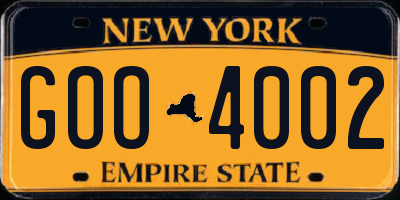 NY license plate GOO4002