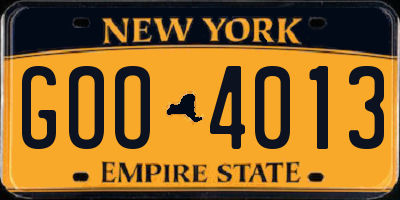 NY license plate GOO4013