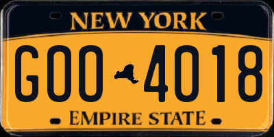 NY license plate GOO4018