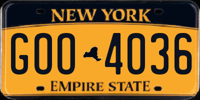 NY license plate GOO4036