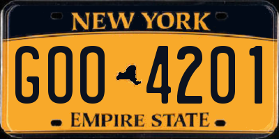 NY license plate GOO4201