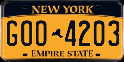 NY license plate GOO4203