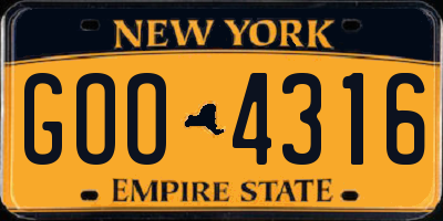 NY license plate GOO4316