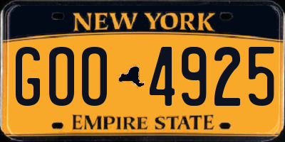 NY license plate GOO4925