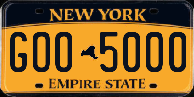 NY license plate GOO5000