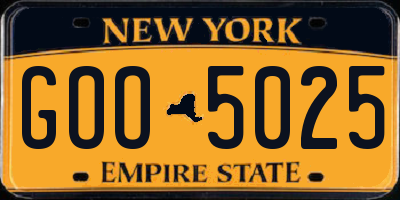 NY license plate GOO5025