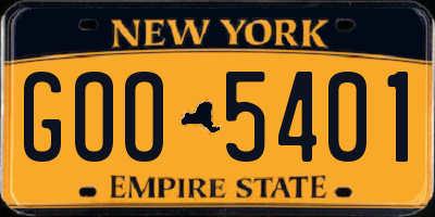 NY license plate GOO5401