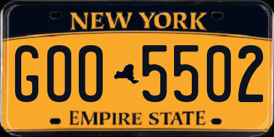 NY license plate GOO5502