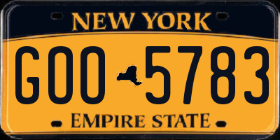NY license plate GOO5783