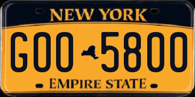 NY license plate GOO5800