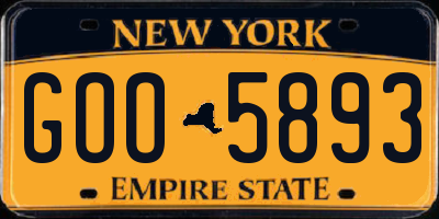 NY license plate GOO5893