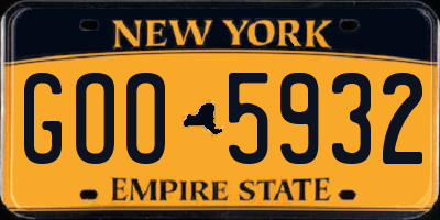 NY license plate GOO5932