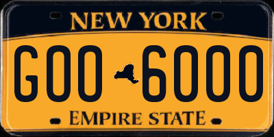 NY license plate GOO6000