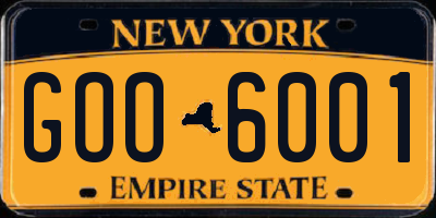NY license plate GOO6001