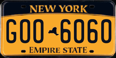 NY license plate GOO6060