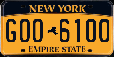 NY license plate GOO6100