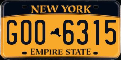 NY license plate GOO6315