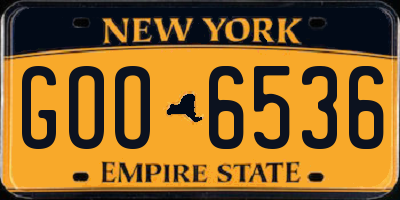 NY license plate GOO6536
