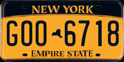 NY license plate GOO6718