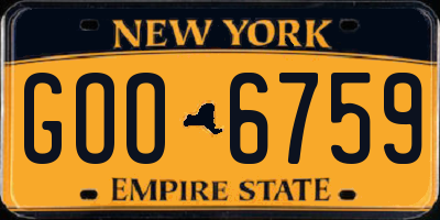 NY license plate GOO6759