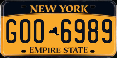 NY license plate GOO6989