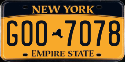 NY license plate GOO7078
