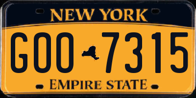 NY license plate GOO7315