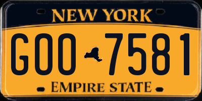 NY license plate GOO7581