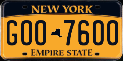 NY license plate GOO7600
