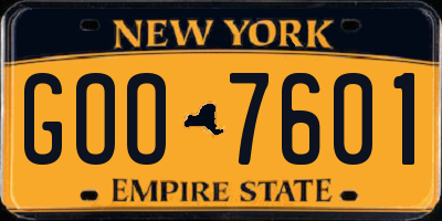 NY license plate GOO7601