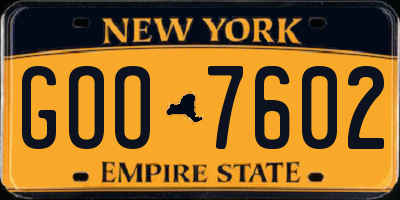 NY license plate GOO7602