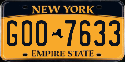 NY license plate GOO7633