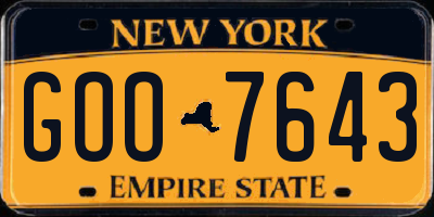 NY license plate GOO7643