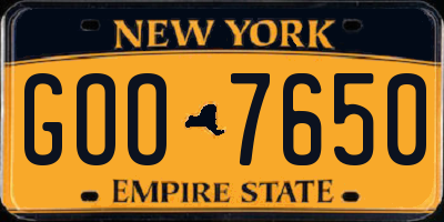 NY license plate GOO7650