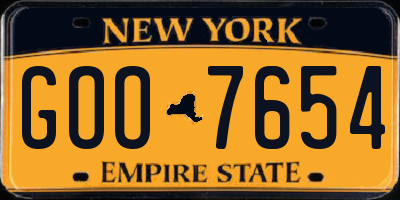 NY license plate GOO7654