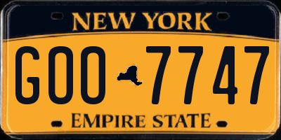 NY license plate GOO7747