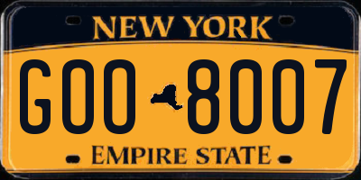 NY license plate GOO8007