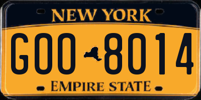 NY license plate GOO8014