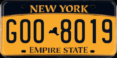 NY license plate GOO8019