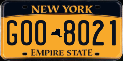 NY license plate GOO8021