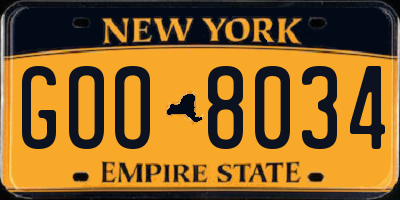 NY license plate GOO8034