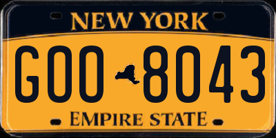 NY license plate GOO8043