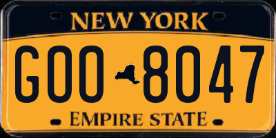 NY license plate GOO8047