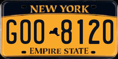 NY license plate GOO8120