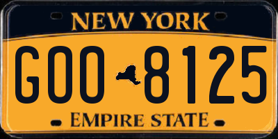 NY license plate GOO8125